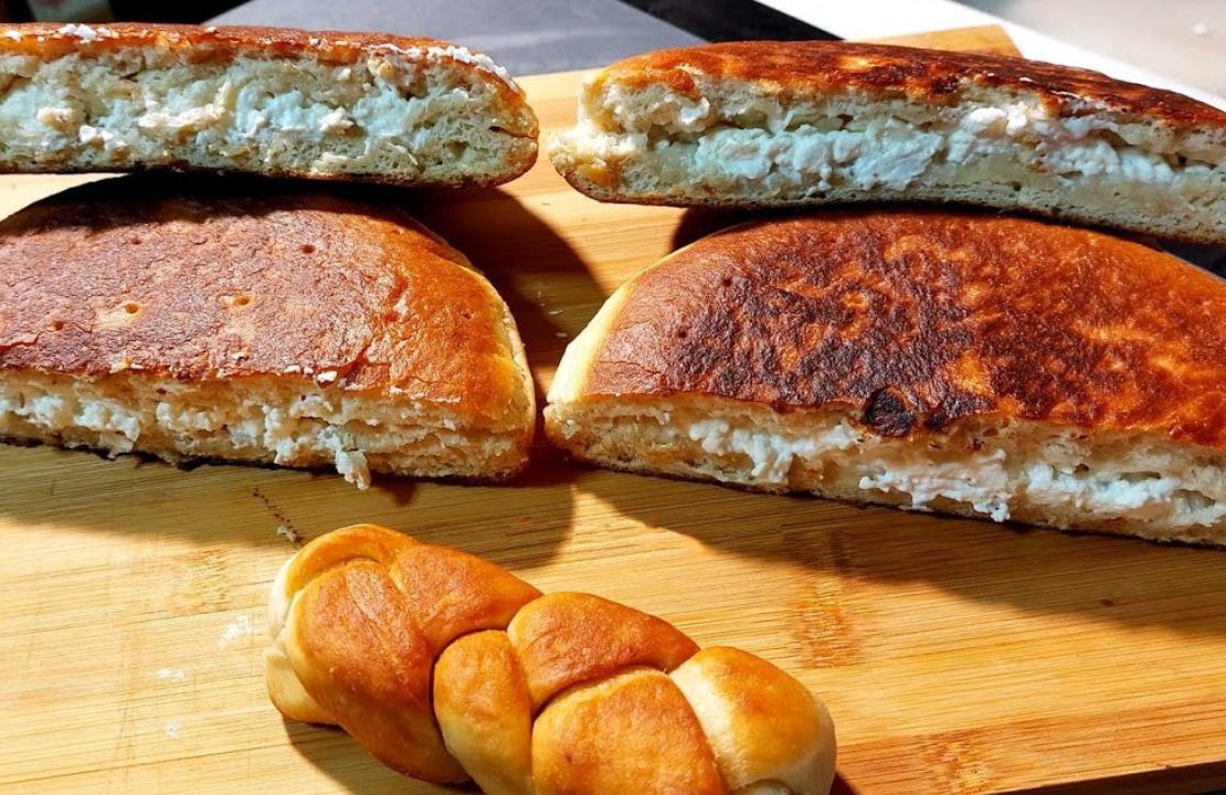 Fry bread with feta cheese greek recipe
