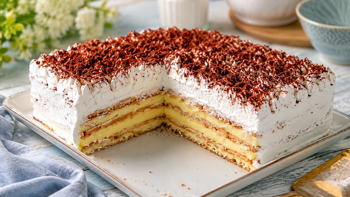 γλυκό ψυγείου βανίλια - Vanilla Cream Ice Box Cake