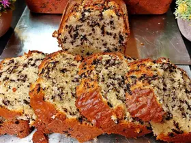 Vanilla cake with chocolate sprinkles on a plate