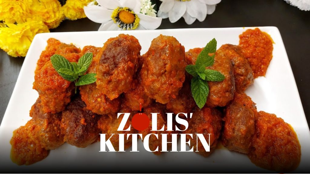 A plate of greek meatballs soutzoukakia