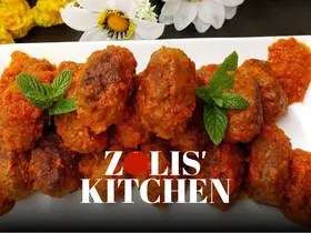 A plate of greek meatballs soutzoukakia