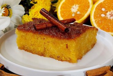 Greek Orange Pie Portokalopita in a plate