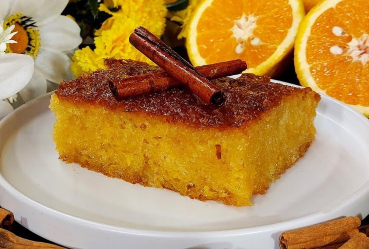 Greek Orange Pie Portokalopita in a plate