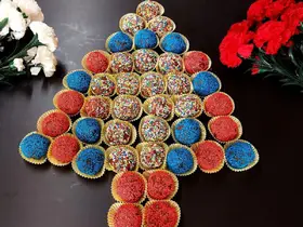 Chocolate Truffles in a platter shaped as a christmas tree