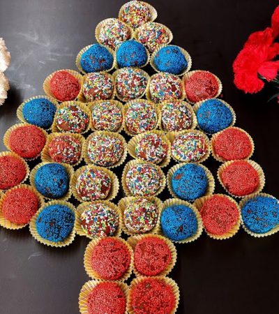 Chocolate Truffles in a platter shaped as a christmas tree