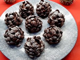 Chocolate Pinecones on a plate