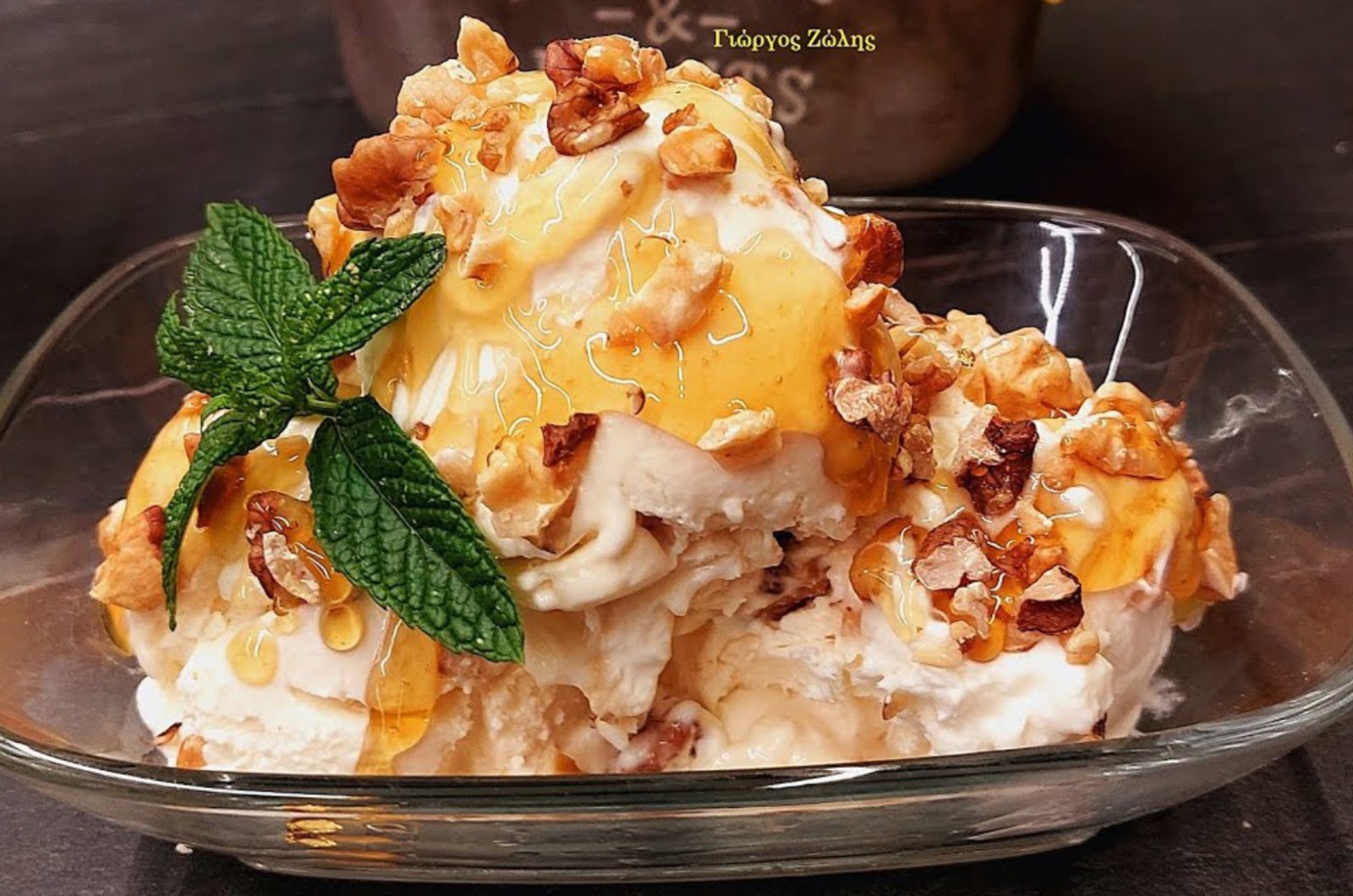 Homemade Honey Walnut Frozen Yogurt – No Sugar, No Ice Cream Maker!