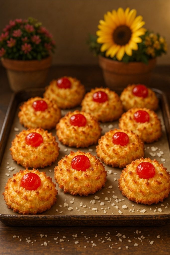 Ινδοκάρυδο με Κεράσι - Coconut macaroons