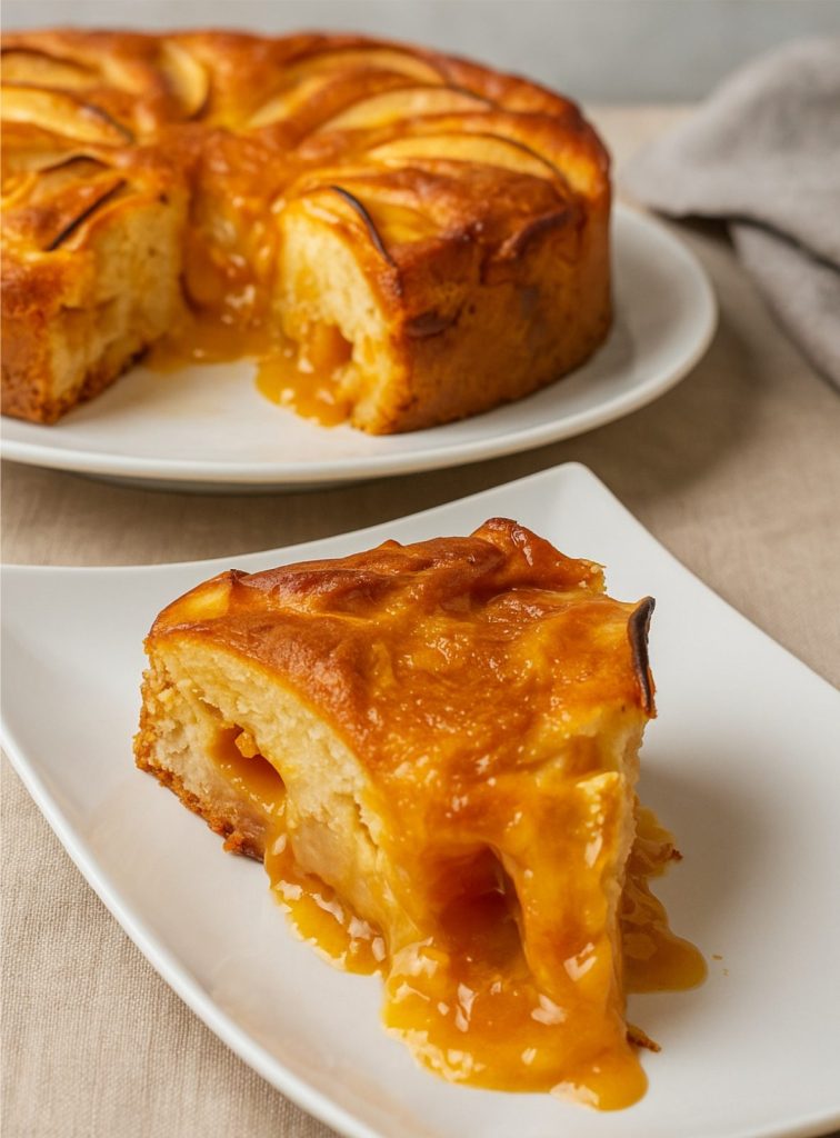 Μηλόπιτα με καραμελωμένη κρέμα - Apple cake with caramel pastry cream