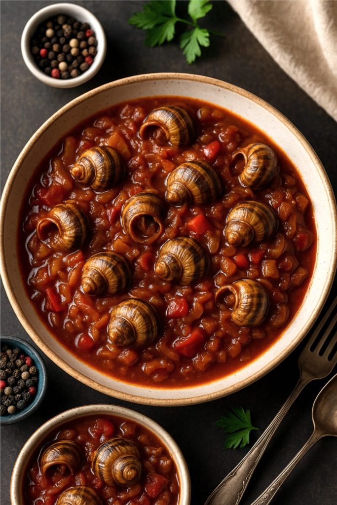 Σαλιγκάρια Στιφάδο σε πιάτο - Snail Stew in a plate