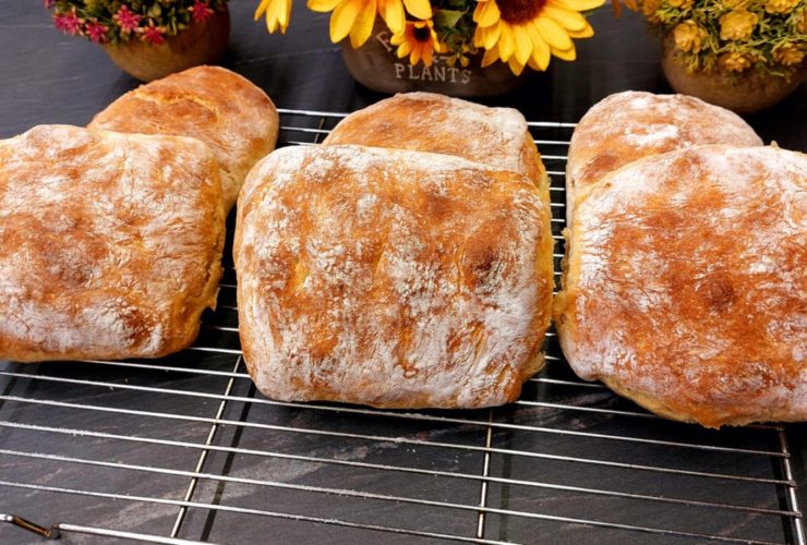 Rustic Homemade Ciabatta Rolls