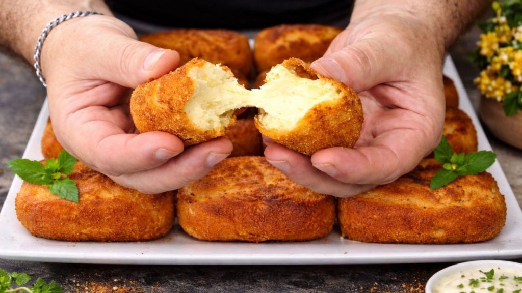 ฮฯฮฟฮบฮญฯฮตฯ ฮ ฮฑฯฮฌฯฮฑฯ ฮผฮต ฯฯ
ฯฮฏ ฯฮต ฯฮนฮฑฯฮญฮปฮฑ - Potato Croquettes stuffed with cheese