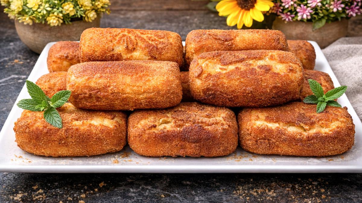 Κροκέτες Πατάτας με τυρί σε πιατέλα - Potato Croquettes stuffed with cheese