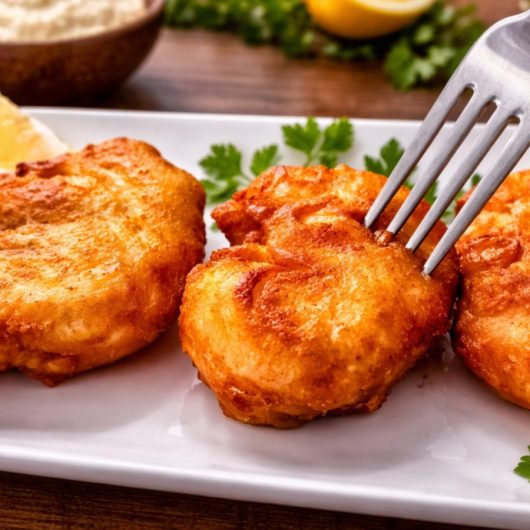 Μπακαλιάρος σε πιάτο με πηρούνι - cod on a plate with a fork