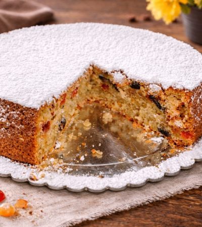 Νηστίσιμο Κέικ με γλυκό κουταλιού σε πιατέλα - Greek Vegan Orange Cake