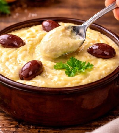 Παραδοσιακή σκορδαλιά με ψωμί σε μπολ - Greek Skordalia Garlic Dip