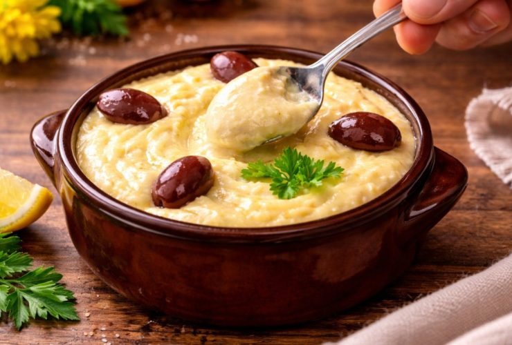 Παραδοσιακή σκορδαλιά με ψωμί σε μπολ - Greek Skordalia Garlic Dip