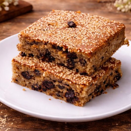 Σταφιδόπιτα νηστίσιμη σαν Φανουρόπιτα σε πιάτο