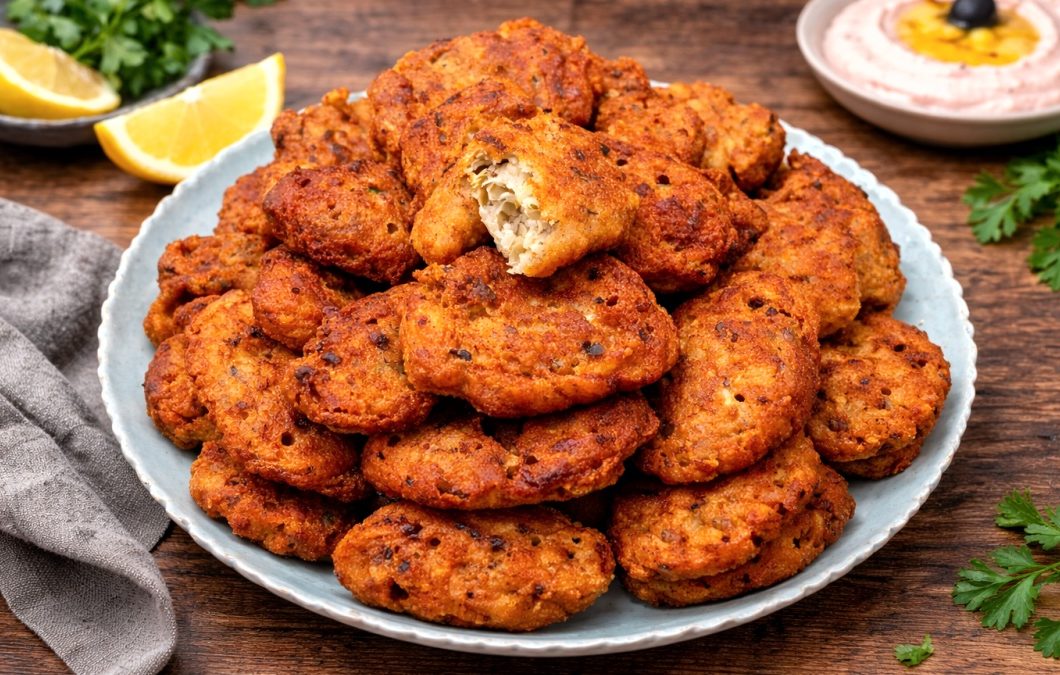 ταραμοκεφτέδες σε πιάτο - Greek Tarama Fritters