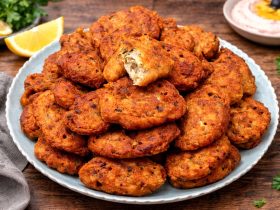 ταραμοκεφτέδες σε πιάτο - Greek Tarama Fritters