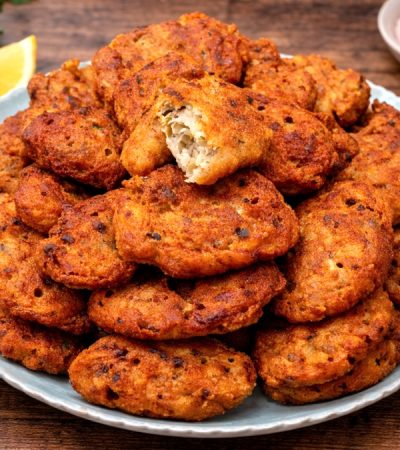 ταραμοκεφτέδες σε πιάτο - Greek Tarama Fritters