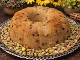 Χαλβάς Σιμιγδαλένιος με λιγότερη ζάχαρη και λάδι σε δίσκο