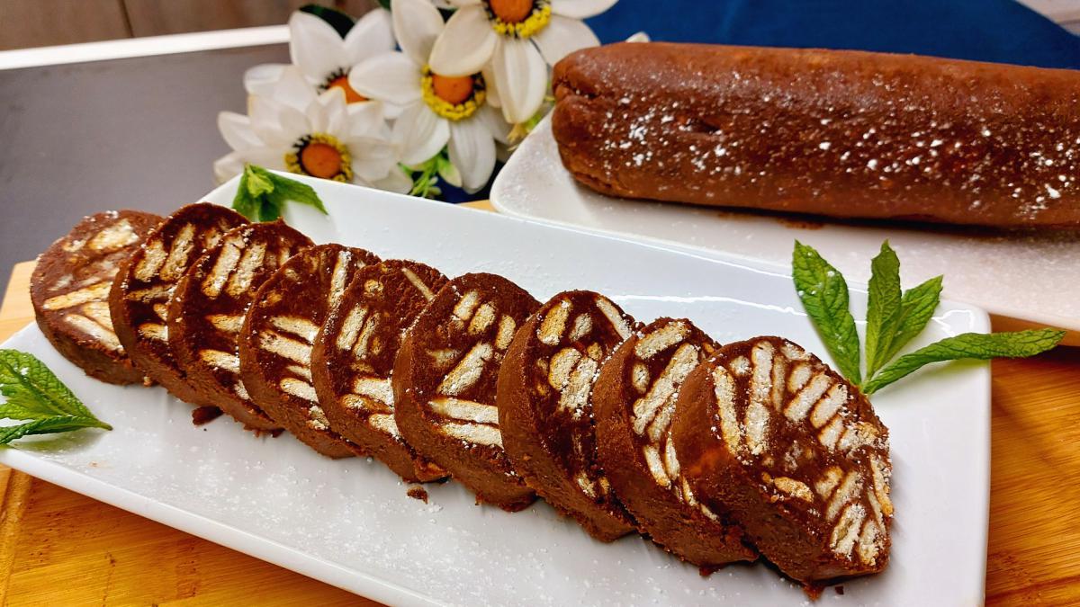 Κορμός Σοκολάτα σε 10 Λεπτά - Chocolate Log Mosaic Cake