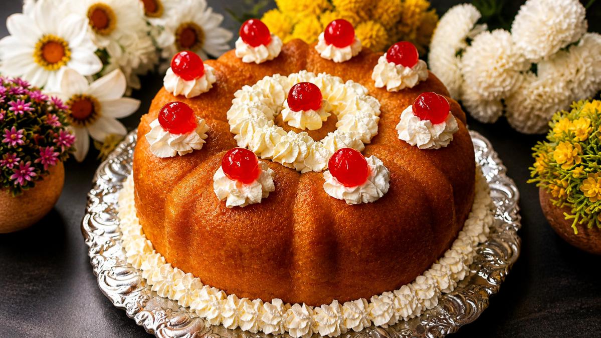 Σιροπιαστός Μπαμπάς σε φόρμα Κέικ - Rum Baba Cake