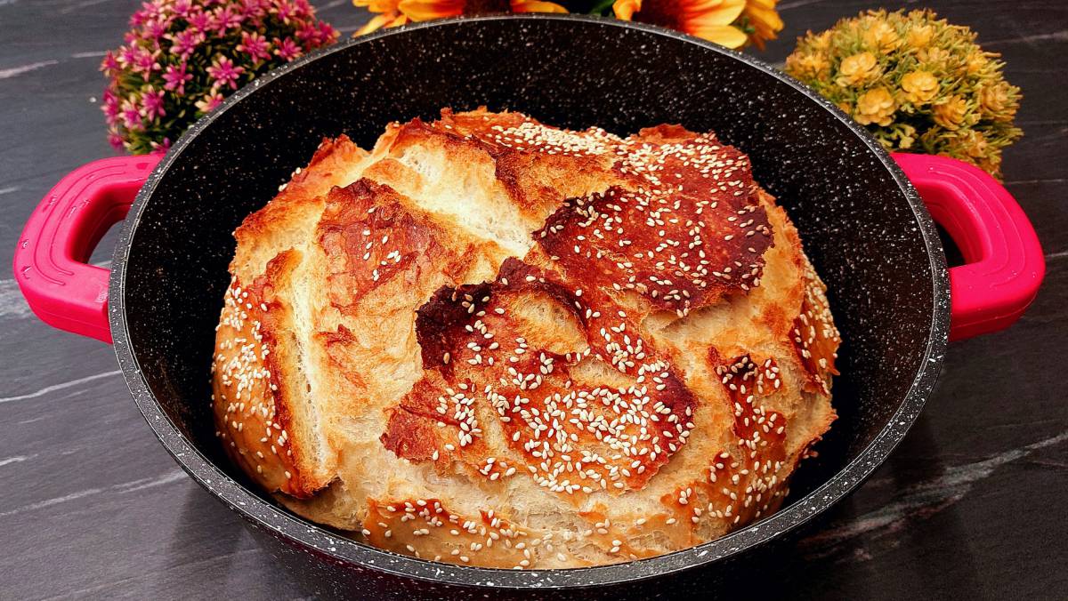 Ψωμί στην κατσαρόλα σαν γάστρας - Dutch Oven Bread