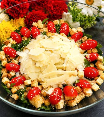 Σαλάτα Ρόκα Παρμεζάνα με Βινεγκρέτ - Arugula Salad with Parmesan & Honey Balsamic Vinaigrette