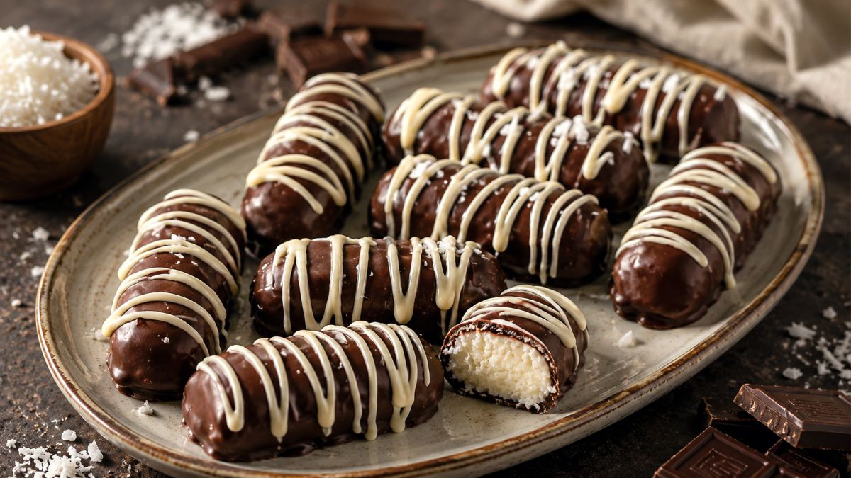 Σοκολατάκια με Ινδοκάρυδο σαν Bounty - Chocolate Coconut Candy like bounty bars
