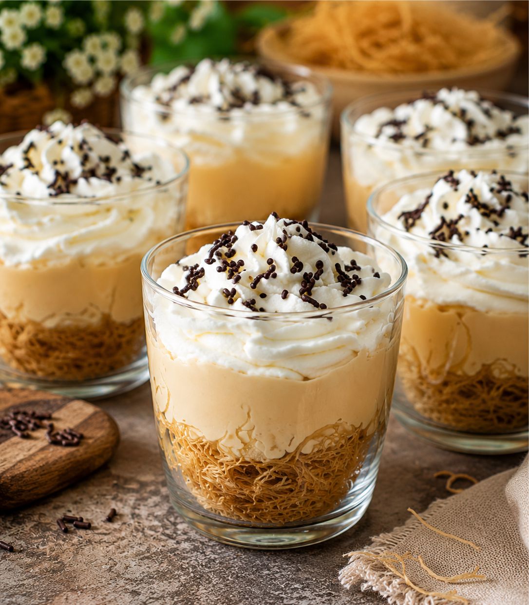 Γλυκό στο ποτήρι με κανταΐφι και καραμέλα - Kataifi Dessert Cups with dulce de leche