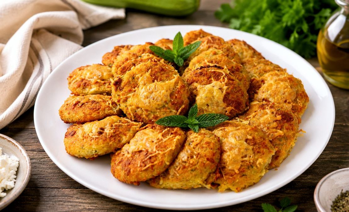 Κολοκυθοκεφτέδες φούρνου με φέτα - Baked Zucchini Fritters with feta cheese