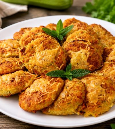Κολοκυθοκεφτέδες φούρνου με φέτα - Baked Zucchini Fritters with feta cheese