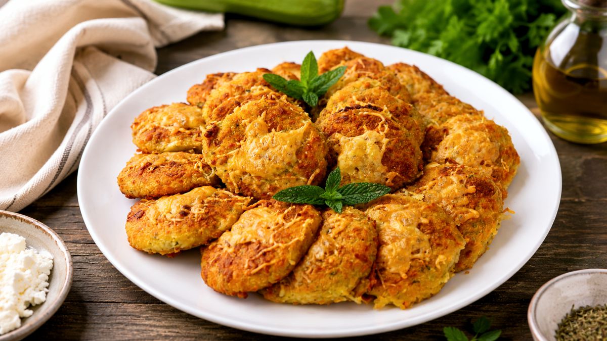 Κολοκυθοκεφτέδες φούρνου με φέτα - Baked Zucchini Fritters with feta cheese