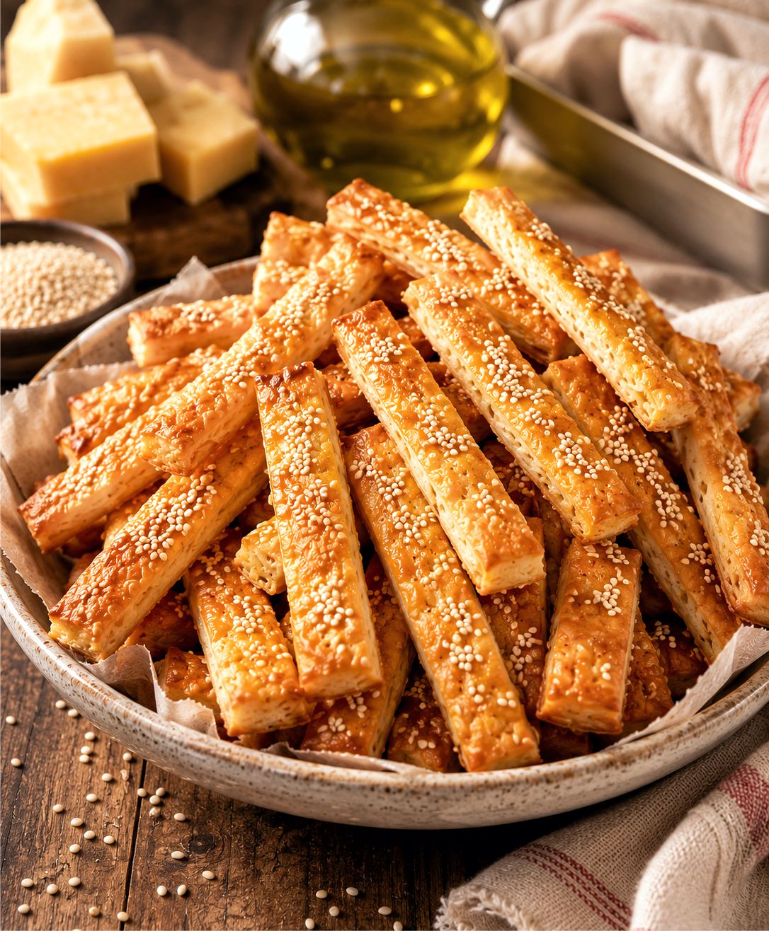 Αλμυρά μπισκότα μπατόν σαλέ - Cheese Breadsticks Savory Crackers