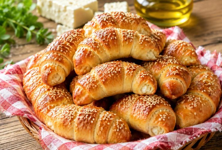 Τυροπιτάκια με ζύμη γιαουρτιού σαν κρουασάν - Greek Cheese Croissants with Yogurt Dough