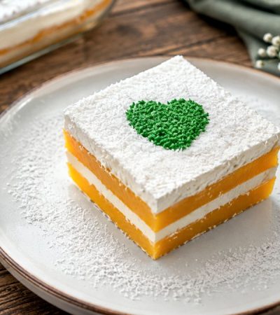 Γλυκό Ψυγείου Ροδάκινο σε πιάτο - Peach Icebox Cake in a plate
