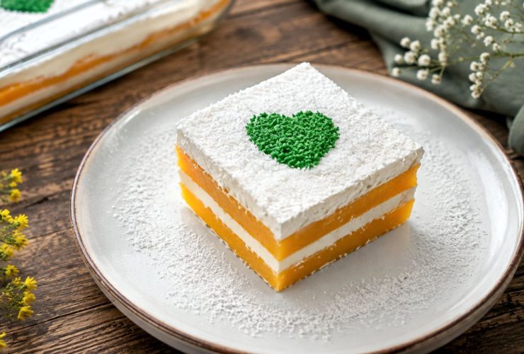 Γλυκό Ψυγείου Ροδάκινο σε πιάτο - Peach Icebox Cake in a plate
