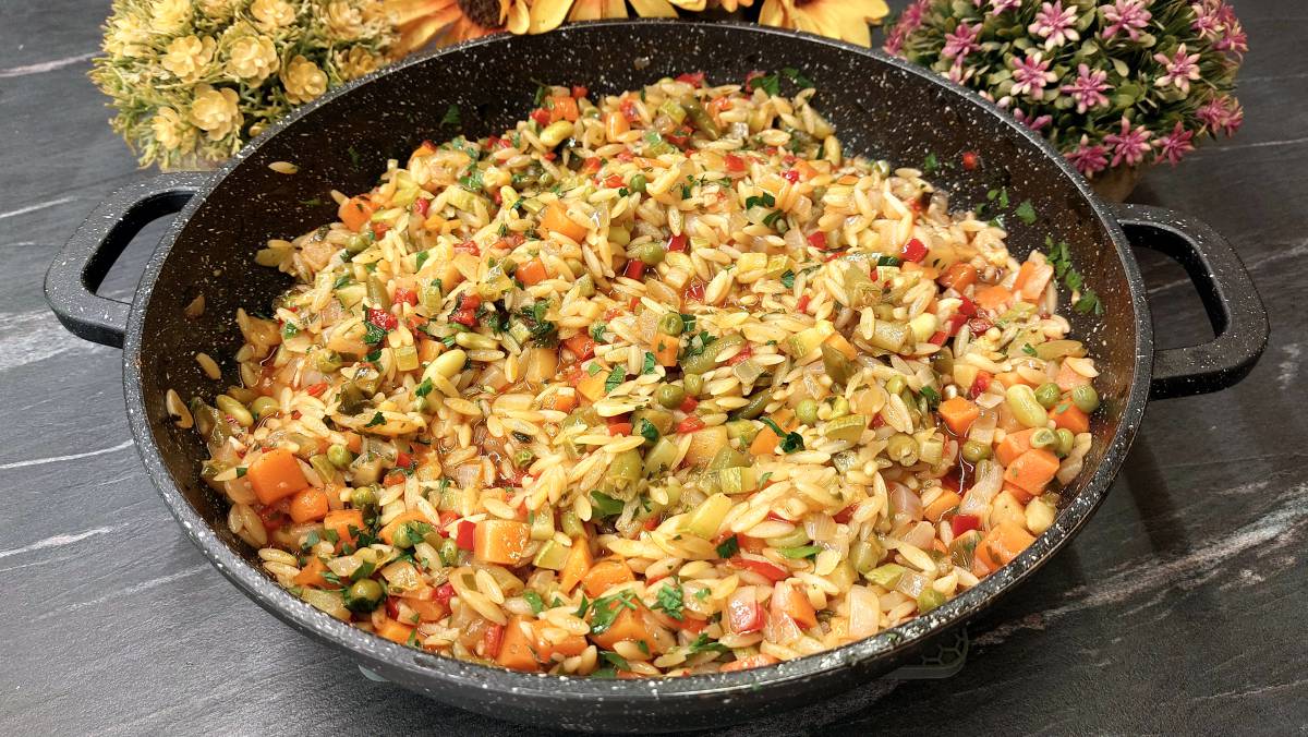 Νηστίσιμο κριθαράκι με λαχανικά - Vegan Orzo with Vegetables