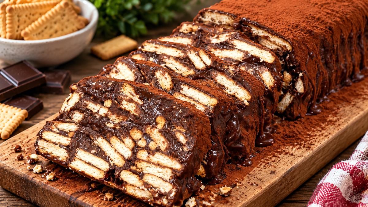 Κορμός Μωσαϊκό με Πραλίνα - Chocolate Biscuit Log