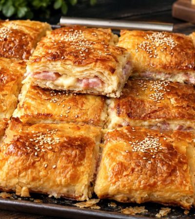Ζαμπονοτυρόπιτα με σφολιάτα - Ham and cheese pie