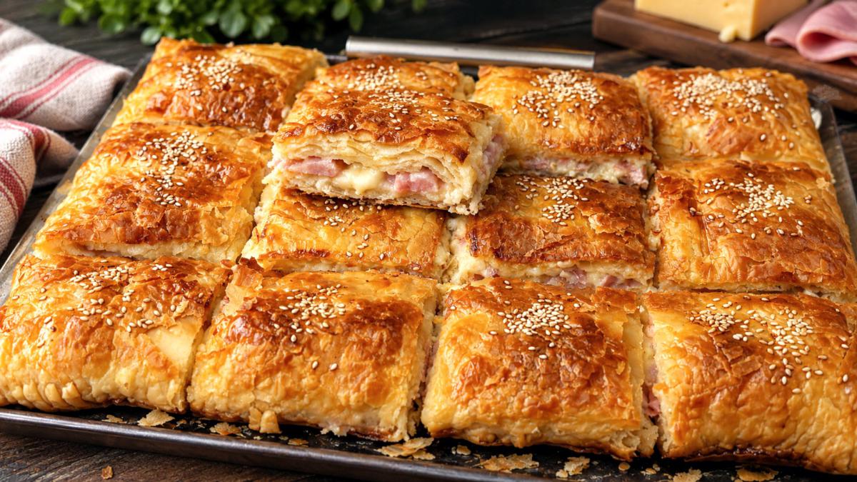 Easy Puff Pastry Pie with Cheese Ham and Bacon