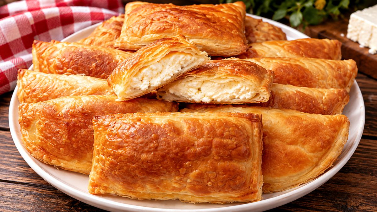 Σπιτικές Ατομικές Τυρόπιτες - Greek Feta and Cream Cheese Puff Pastry Pies