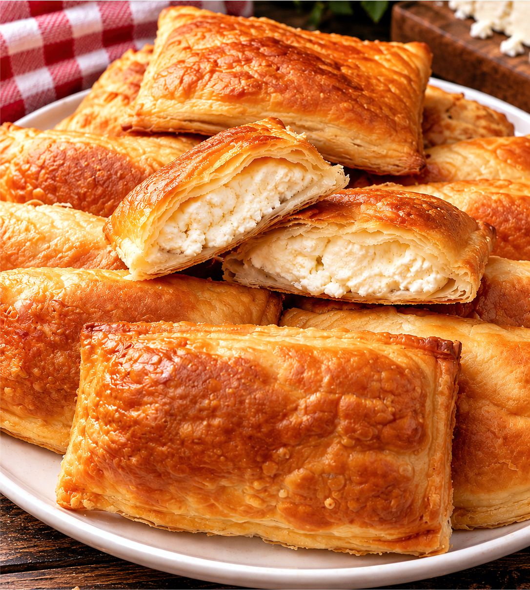 Σπιτικές Ατομικές Τυρόπιτες - Greek Feta and Cream Cheese Puff Pastry Pies